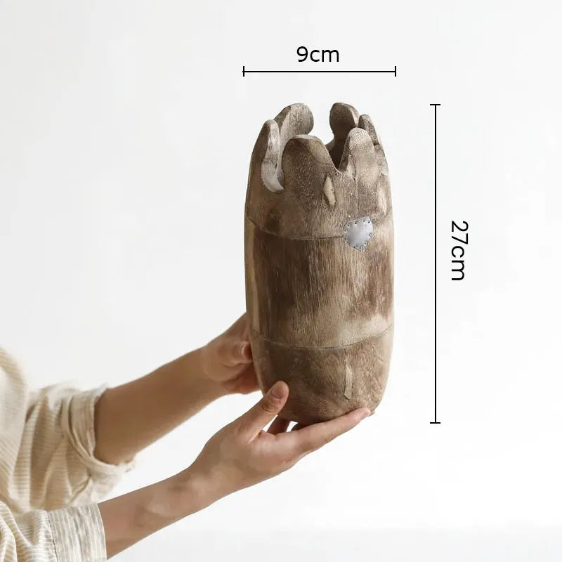 Grand Vase à Fleurs Décoratif en Bois | Forme Cylindrique - Maison Vase