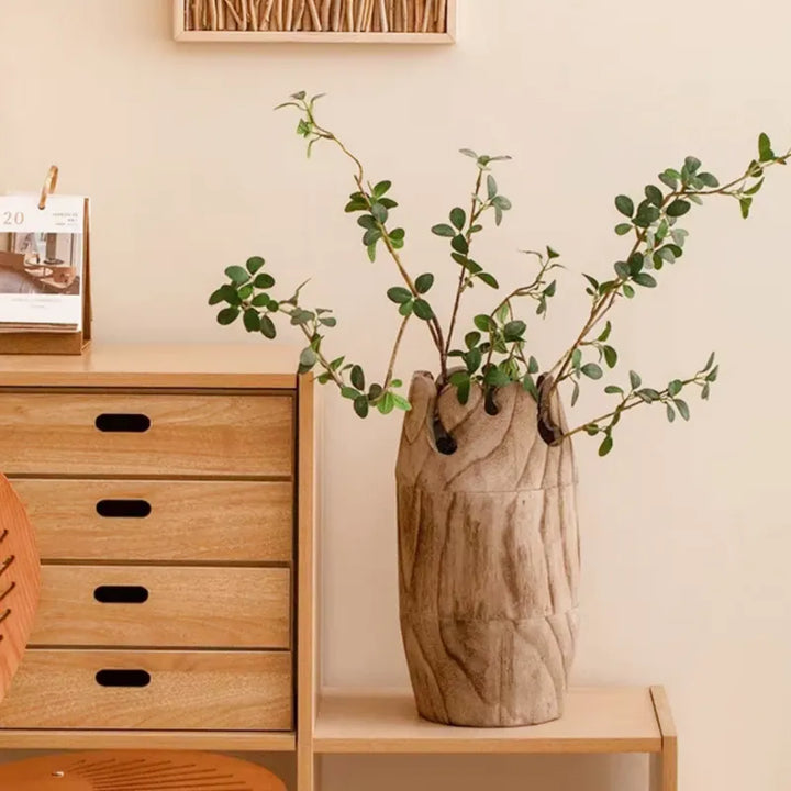 Grand Vase à Fleurs Décoratif en Bois | Forme Cylindrique - Maison Vase