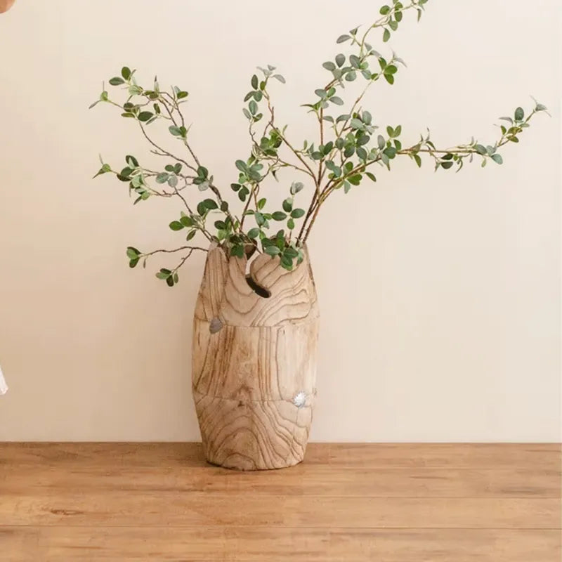 Grand Vase à Fleurs Décoratif en Bois | Forme Cylindrique - Maison Vase