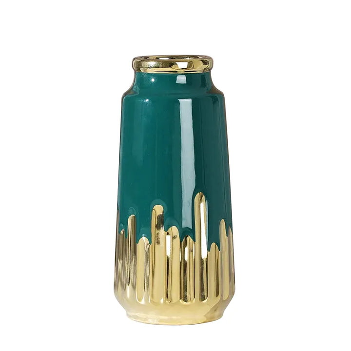 Grand Vase à Fleurs en Céramique | Design Moderne et Finitions Dorées - Maison Vase