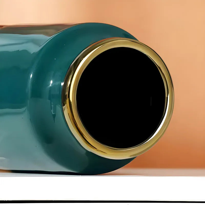 Grand Vase à Fleurs en Céramique | Design Moderne et Finitions Dorées - Maison Vase