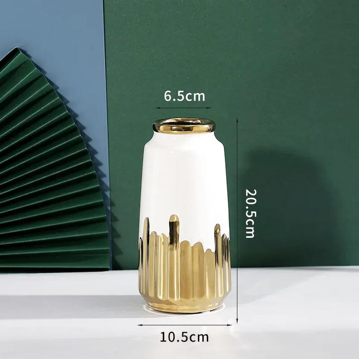 Grand Vase à Fleurs en Céramique | Design Moderne et Finitions Dorées - Maison Vase