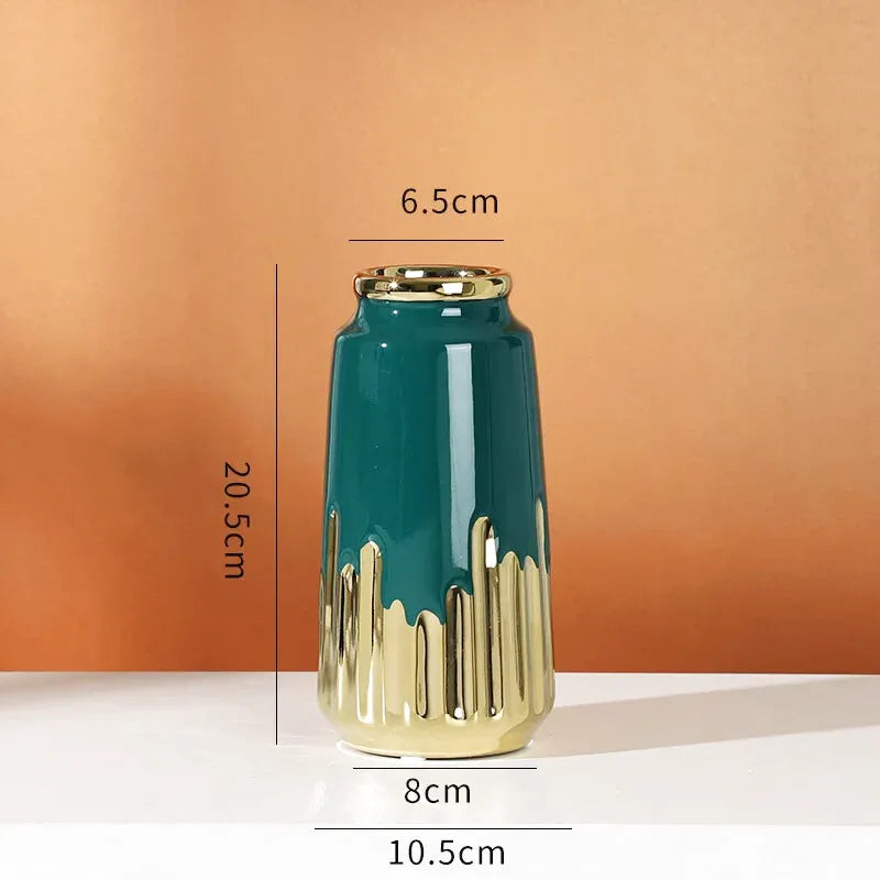 Grand Vase à Fleurs en Céramique | Design Moderne et Finitions Dorées - Maison Vase