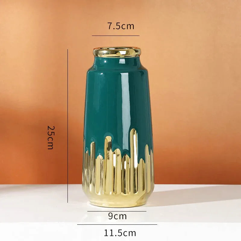 Grand Vase à Fleurs en Céramique | Design Moderne et Finitions Dorées - Maison Vase