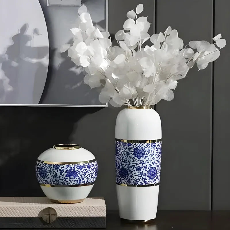 Grand Vase à Poser au Sol Blanc Luxueux | Moderne et Décoratif - Maison Vase