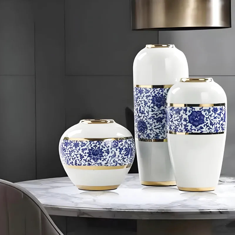 Grand Vase à Poser au Sol Blanc Luxueux | Moderne et Décoratif - Maison Vase