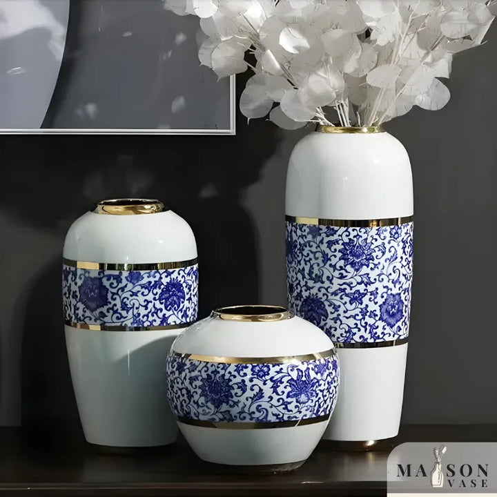 Grand Vase à Poser au Sol Blanc Luxueux | Moderne et Décoratif - Maison Vase
