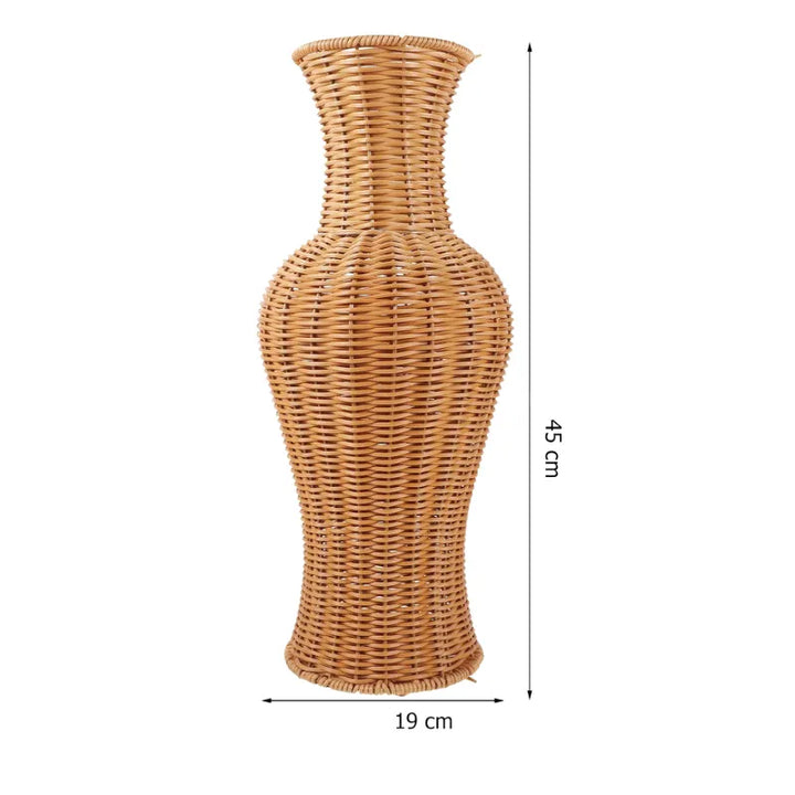 Grand Vase à Poser au Sol en Rotin Tressé | Style Naturel et Bohème - Maison Vase