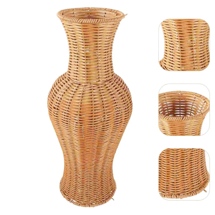 Grand Vase à Poser au Sol en Rotin Tressé | Style Naturel et Bohème - Maison Vase