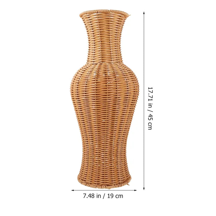 Grand Vase à Poser au Sol en Rotin Tressé | Style Naturel et Bohème - Maison Vase