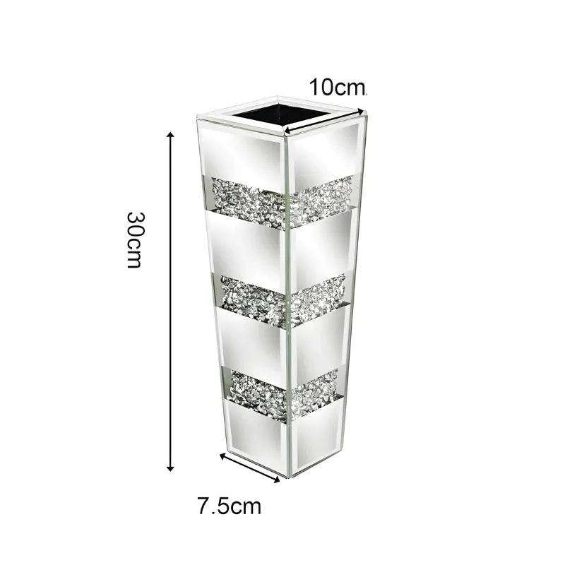 Grand Vase de Luxe pour Intérieur Élégant | Design Moderne en Miroir et Cristaux - Maison Vase