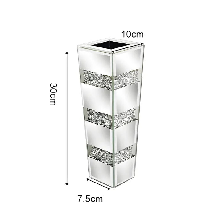 Grand Vase de Luxe pour Intérieur Élégant | Design Moderne en Miroir et Cristaux - Maison Vase