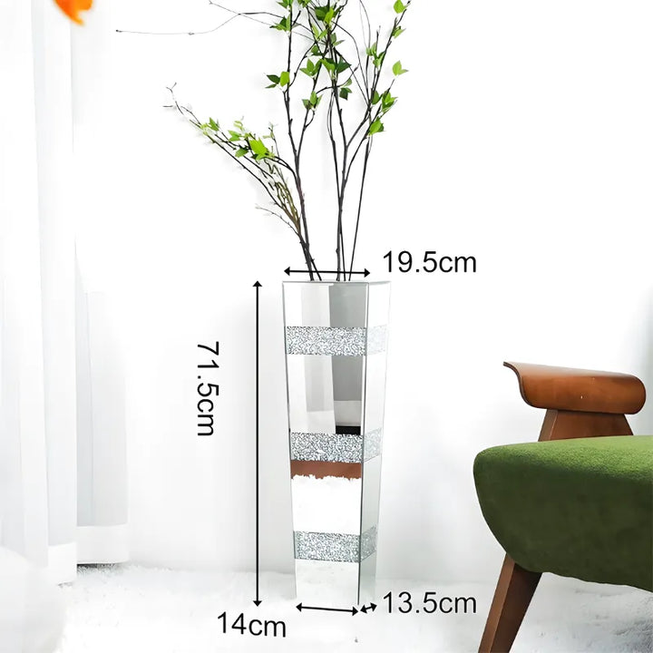 Grand Vase de Luxe pour Intérieur Élégant | Design Moderne en Miroir et Cristaux - Maison Vase