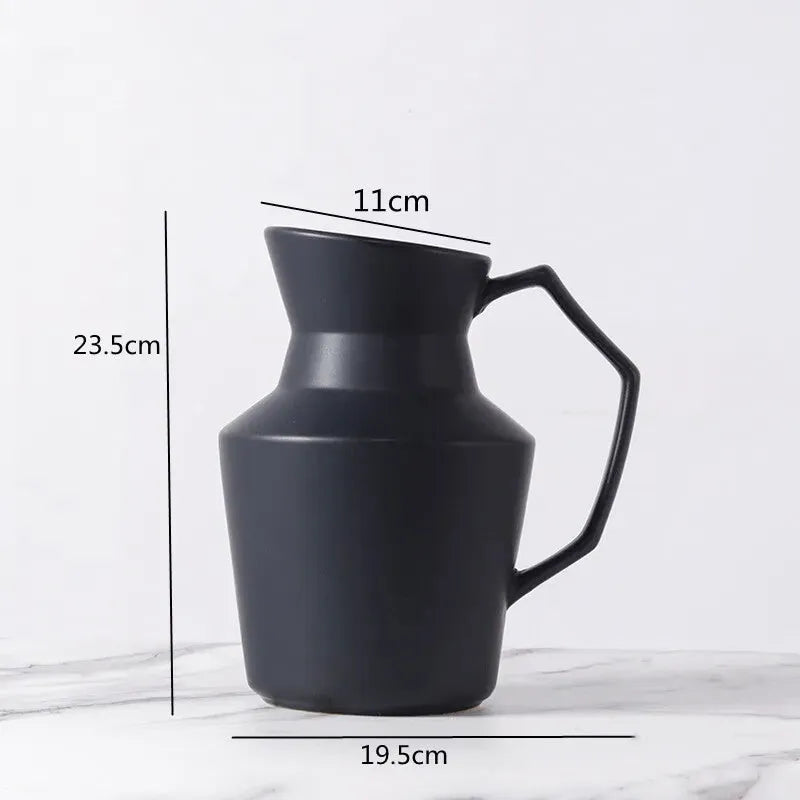 Grand Vase Décoratif Noir et Blanc à Rayures | Design Scandinave Minimaliste - Maison Vase