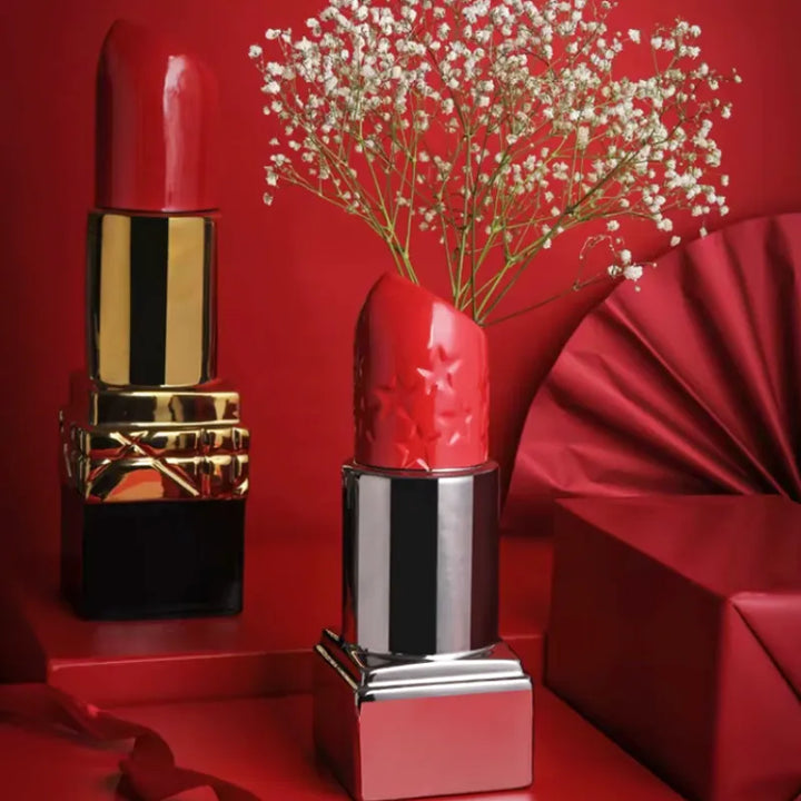 Grand Vase Rouge à Lèvres en Céramique | Décoratif et Moderne - Maison Vase