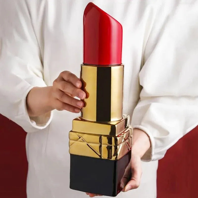Grand Vase Rouge à Lèvres en Céramique | Décoratif et Moderne - Maison Vase