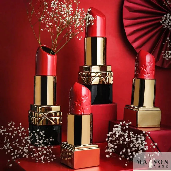 Grand Vase Rouge à Lèvres en Céramique | Décoratif et Moderne - Maison Vase