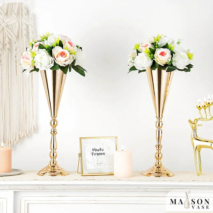 Grande Vase Haut Doré | Effet Métallique - Maison Vase