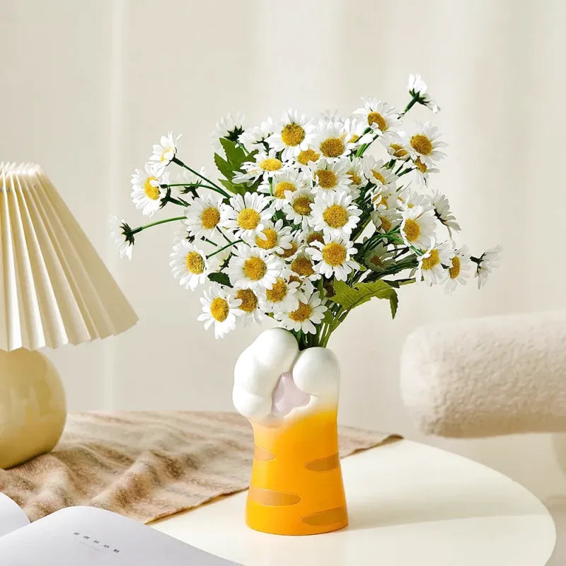 Petit Vase à Fleurs Blanc Décoratif | Pattes de Chat - Maison Vase
