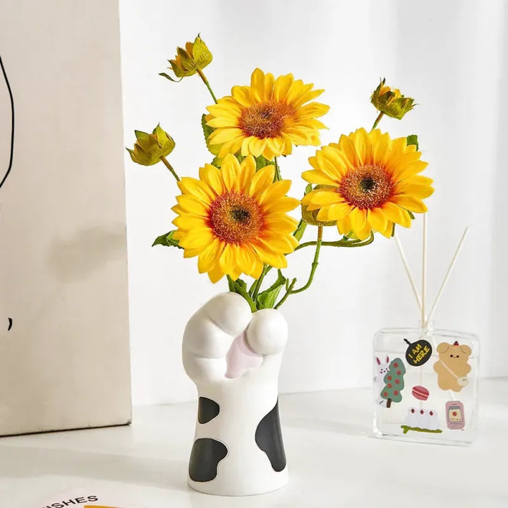 Petit Vase à Fleurs Blanc Décoratif | Pattes de Chat - Maison Vase
