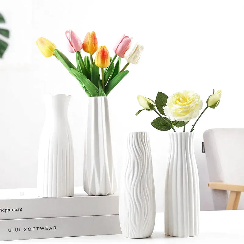 Petit Vase à Fleurs Blanc Scandinave Minimaliste | Moderne et Décoratif - Maison Vase
