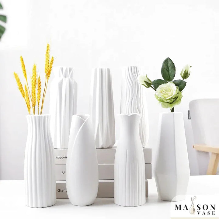 Petit Vase à Fleurs Blanc Scandinave Minimaliste | Moderne et Décoratif - Maison Vase