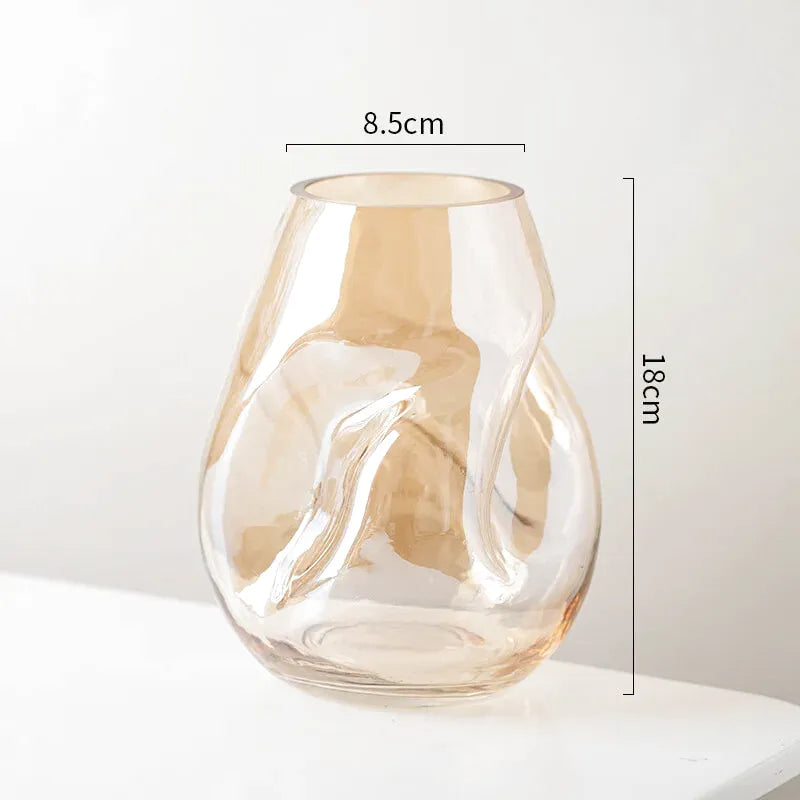 Petit Vase à Fleurs en Verre Scandinave Minimaliste | Design Irrégulier Décoratif - Maison Vase