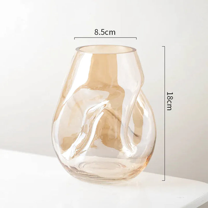 Petit Vase à Fleurs en Verre Scandinave Minimaliste | Design Irrégulier Décoratif - Maison Vase