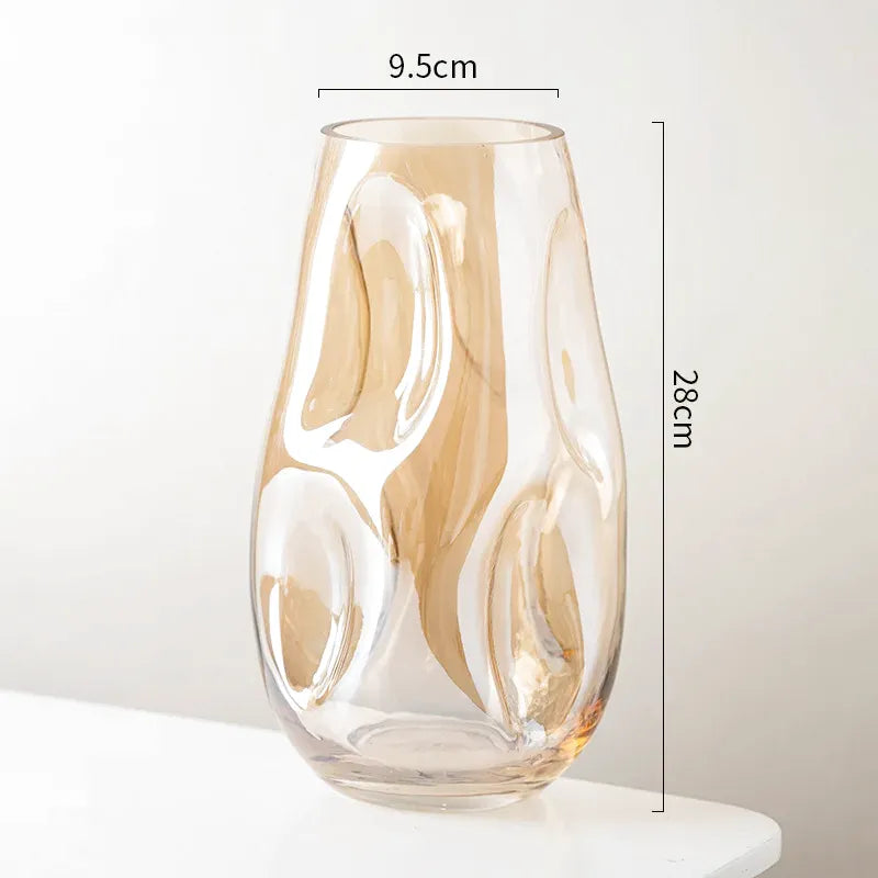 Petit Vase à Fleurs en Verre Scandinave Minimaliste | Design Irrégulier Décoratif - Maison Vase