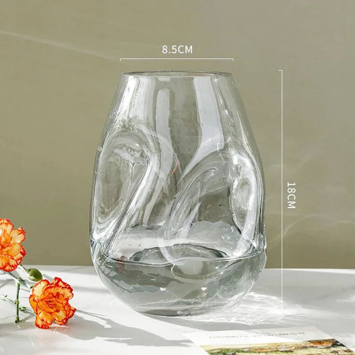 Petit Vase à Fleurs en Verre Scandinave Minimaliste | Design Irrégulier Décoratif - Maison Vase