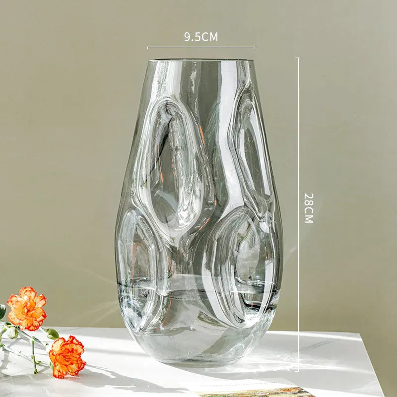 Petit Vase à Fleurs en Verre Scandinave Minimaliste | Design Irrégulier Décoratif - Maison Vase