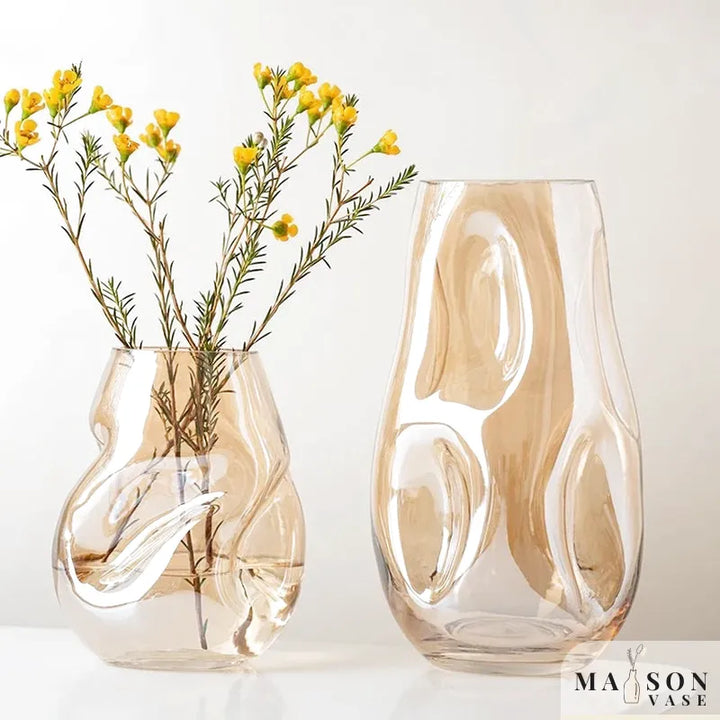 Petit Vase à Fleurs en Verre Scandinave Minimaliste | Design Irrégulier Décoratif - Maison Vase