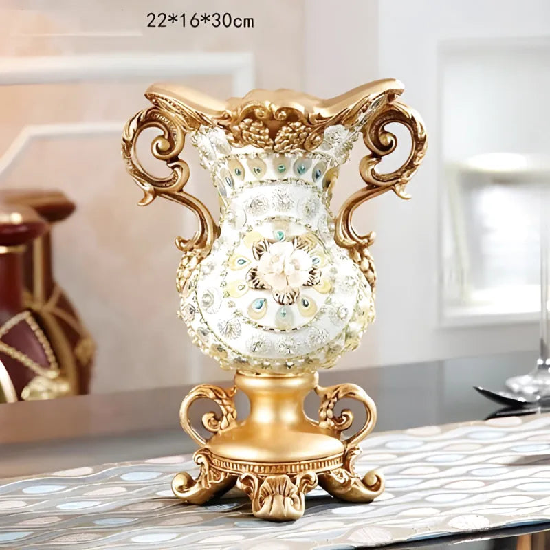 Petit Vase Antique Décoratif Doré | Résine Sculptée - Maison Vase