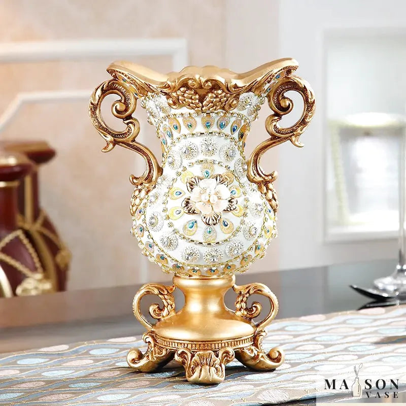 Petit Vase Antique Décoratif Doré | Résine Sculptée - Maison Vase