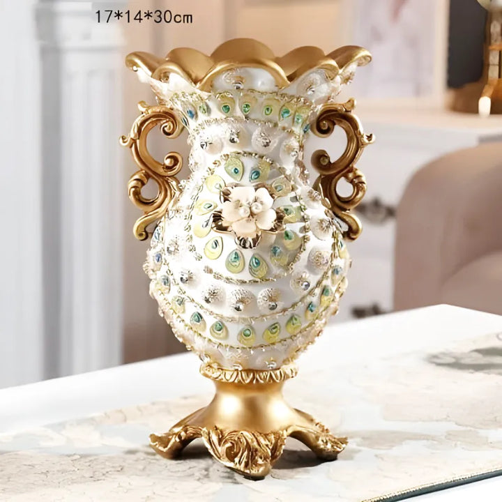 Petit Vase Antique Décoratif Doré | Résine Sculptée - Maison Vase