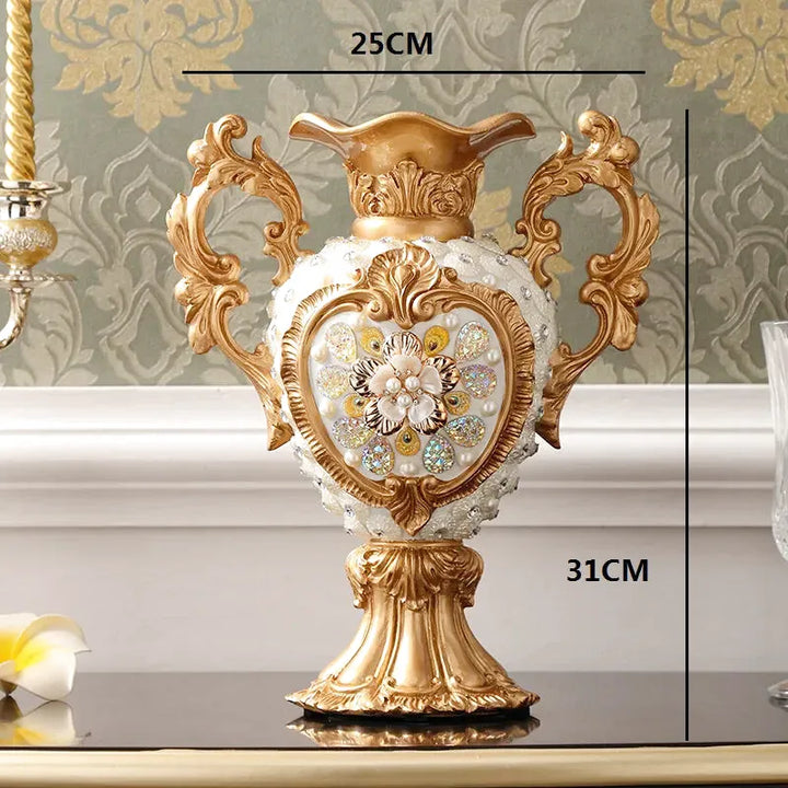Petit Vase Antique Décoratif Doré | Résine Sculptée - Maison Vase