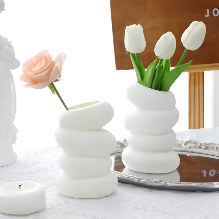 Petit Vase Blanc | Design Moderne en Spirale - Maison Vase