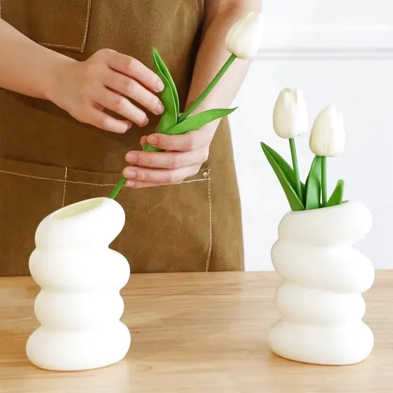 Petit Vase Blanc | Design Moderne en Spirale - Maison Vase