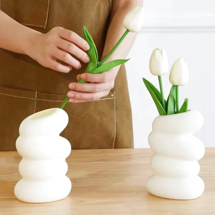 Petit Vase Blanc | Design Moderne en Spirale - Maison Vase