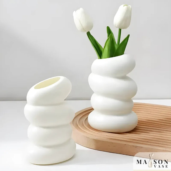 Petit Vase Blanc | Design Moderne en Spirale - Maison Vase