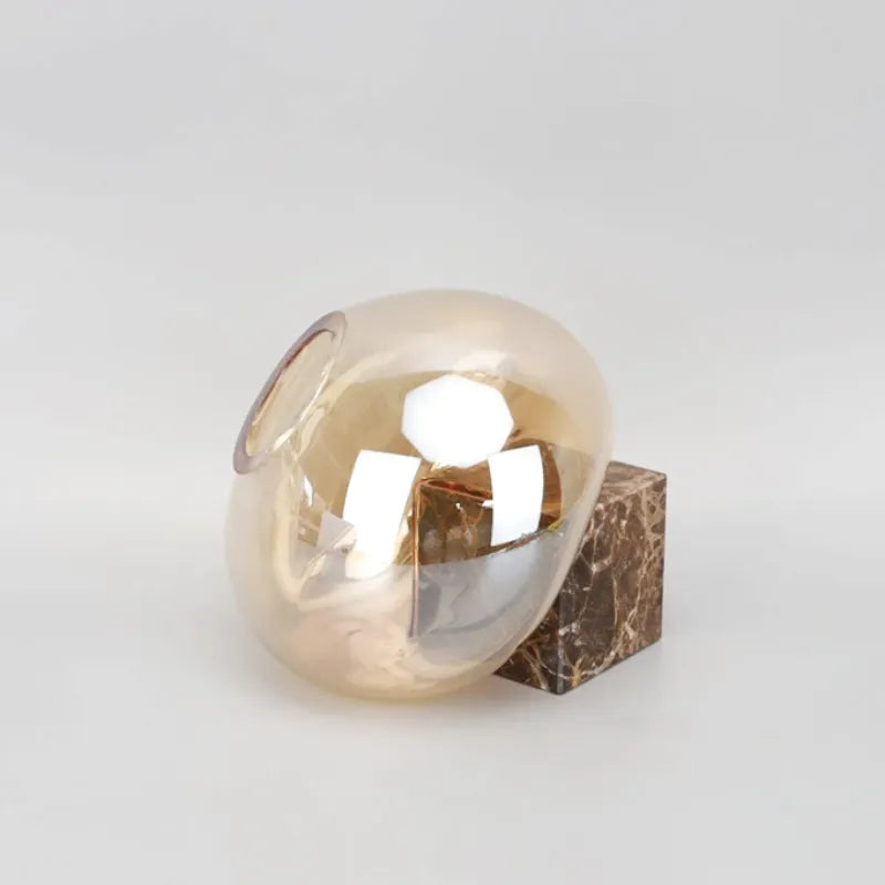 Petit Vase en Verre Ambre Moderne | Base en Marbre Élégante - Maison Vase
