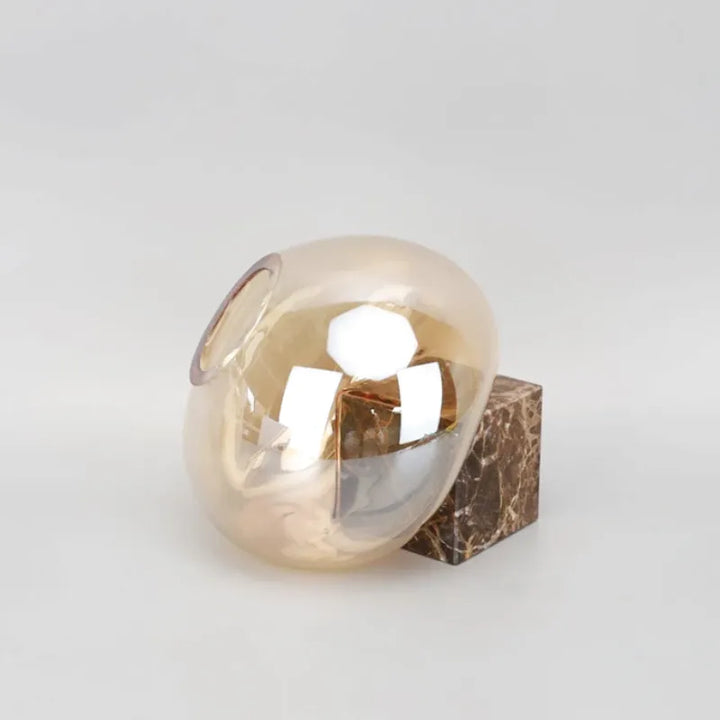 Petit Vase en Verre Ambre Moderne | Base en Marbre Élégante - Maison Vase