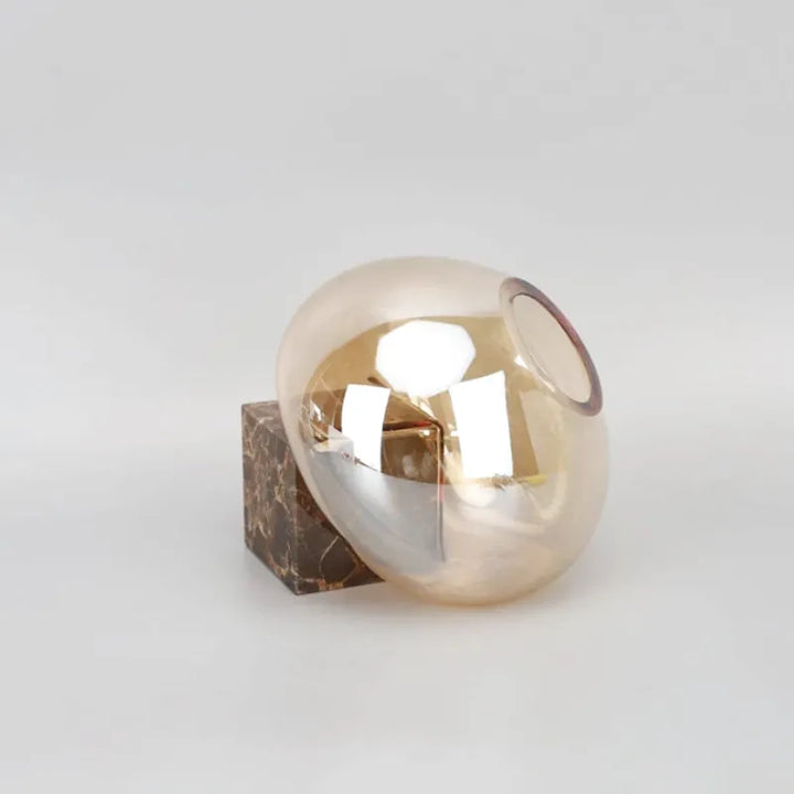 Petit Vase en Verre Ambre Moderne | Base en Marbre Élégante - Maison Vase