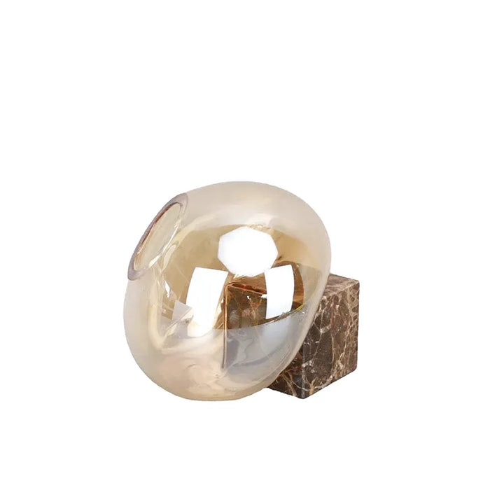 Petit Vase en Verre Ambre Moderne | Base en Marbre Élégante - Maison Vase