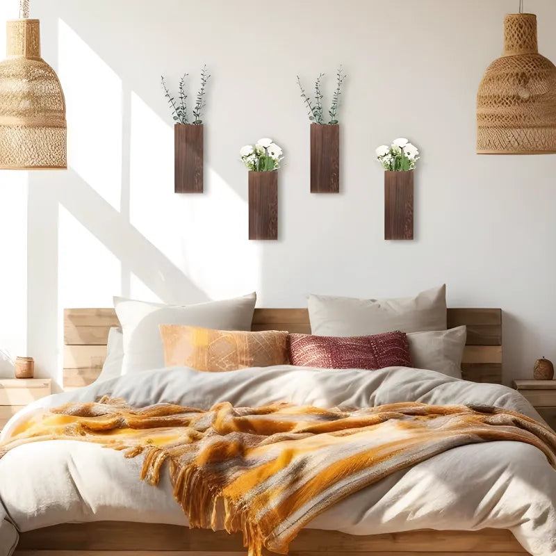 Petit Vase Mural en Bois | Décoratif, Boho, Rustique et Moderne - Maison Vase
