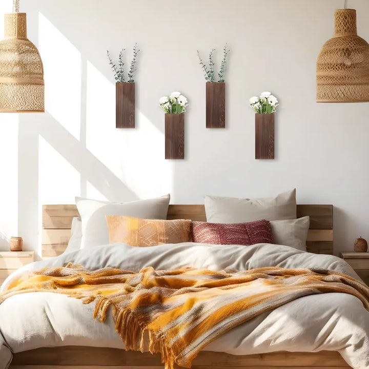 Petit Vase Mural en Bois | Décoratif, Boho, Rustique et Moderne - Maison Vase