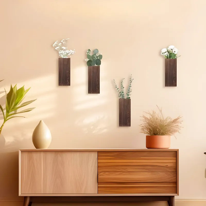 Petit Vase Mural en Bois | Décoratif, Boho, Rustique et Moderne - Maison Vase