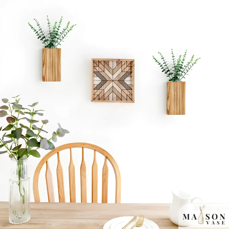 Petit Vase Mural en Bois | Décoratif, Boho, Rustique et Moderne - Maison Vase