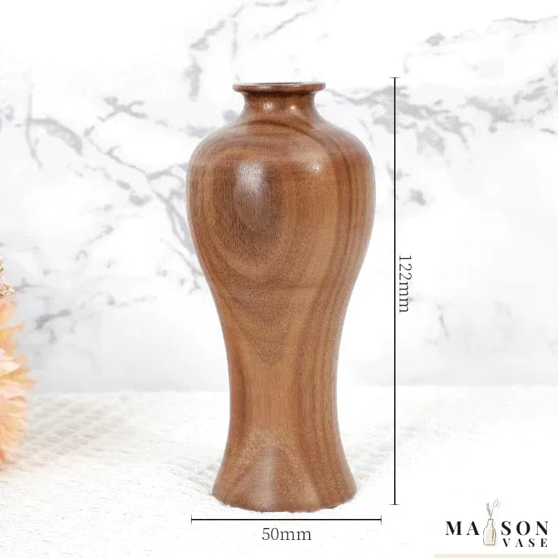 Petit Vase Soliflore en Bois Massif | Élégance Naturelle et Artisanat Raffiné - Maison Vase