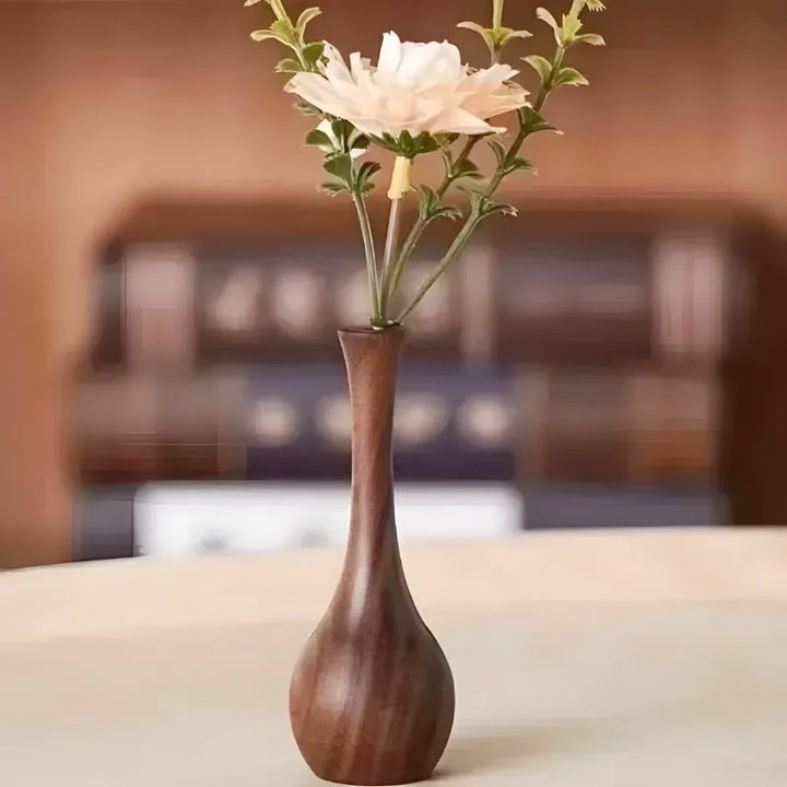 Petit Vase Soliflore en Bois Massif | Élégance Naturelle et Artisanat Raffiné - Maison Vase